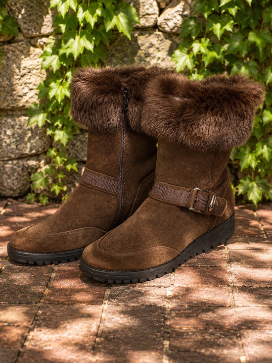 Stuart Weitzman Shoes - STUART WEITZMAN Luxury Warm Winter Fur Cuffed Chocolate Suede Flat Boots, 7